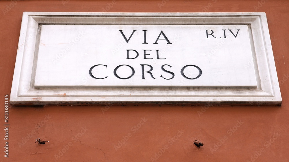 Via del Corso, Rome. Italian landmark. Via del Corso, Rome. Italian landmark.
