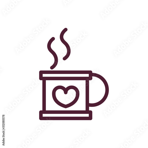 happy valentines day coffee cup heart love romantic feeling icon thick line