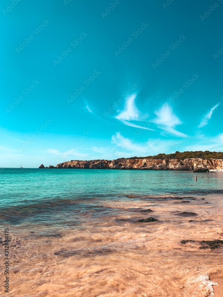 Beautiful Algarve coastline view. Lagos, Faro, Portimão, Algarve coast in Portugal, Atlantic Ocean