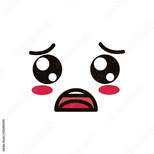 kawaii cute face expression eyes and mouth astonished