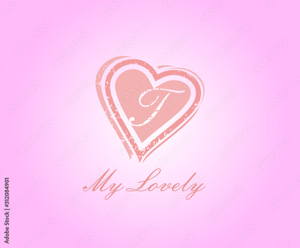 T Letter Heart Love Logo