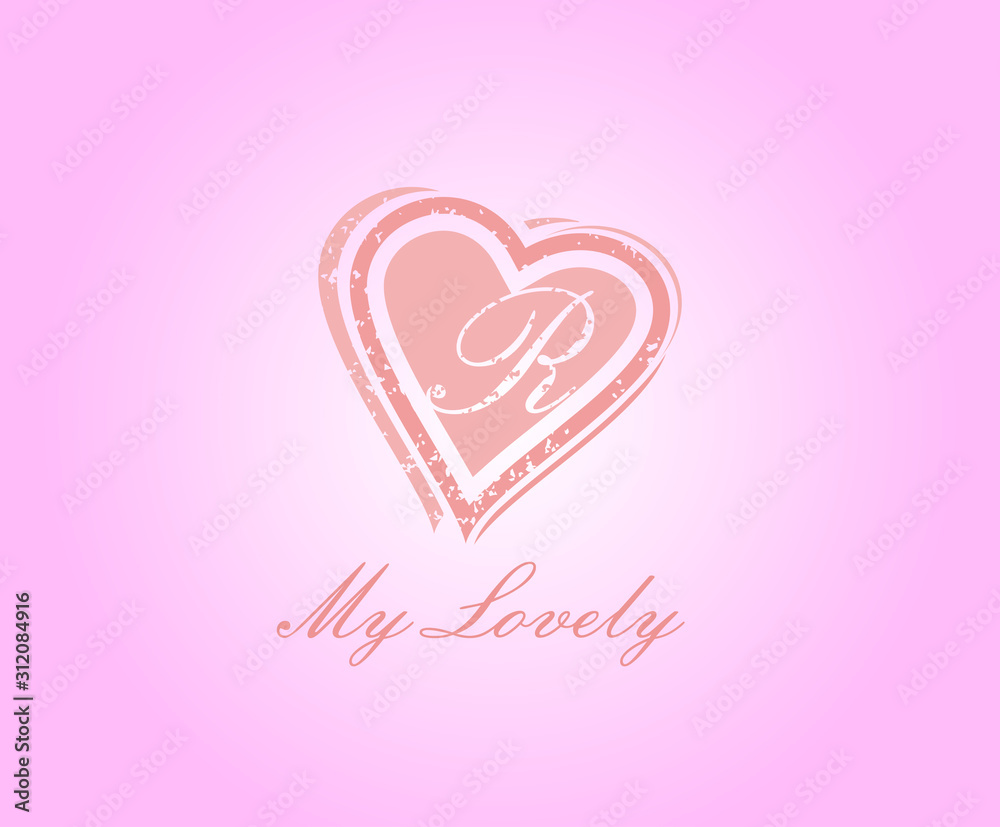 R Letter Heart Love Logo