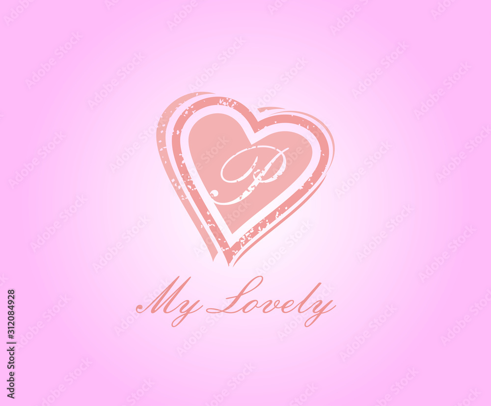 P Letter Heart Love Logo