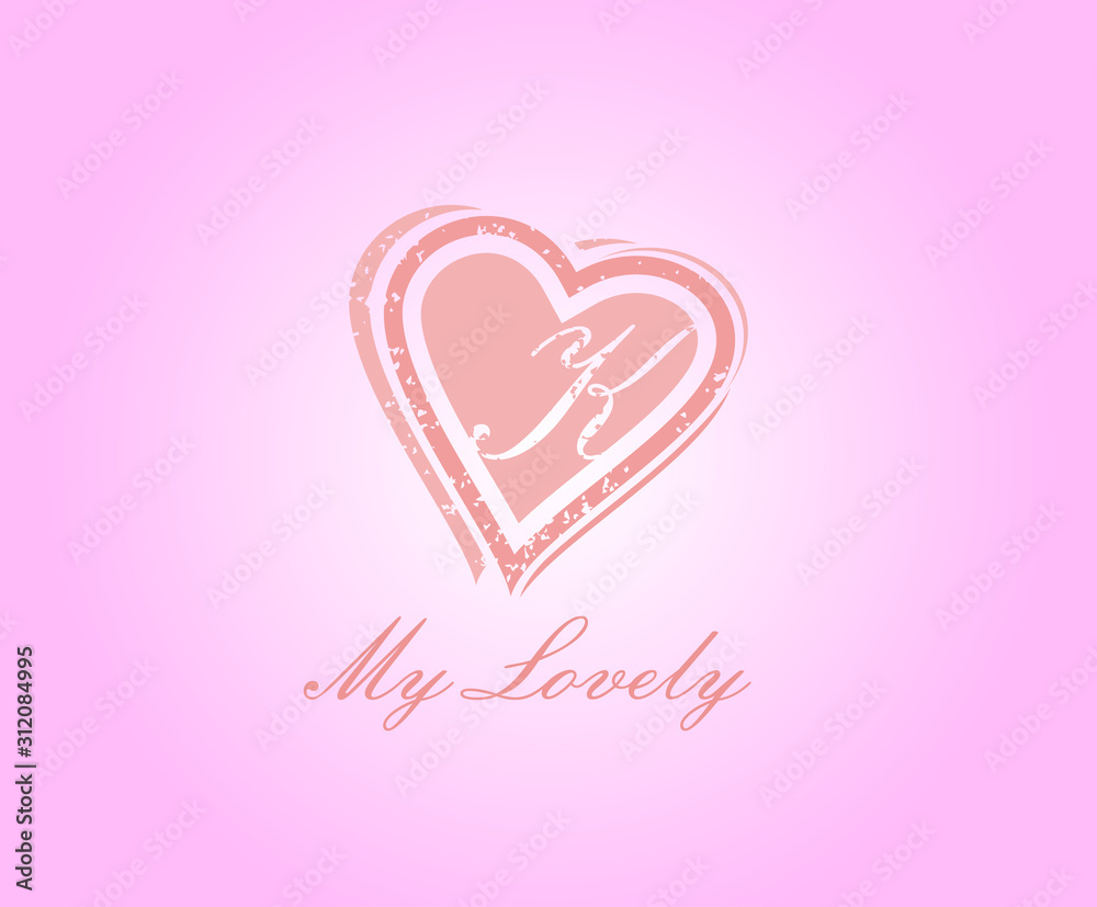 K Letter Heart Love Logo
