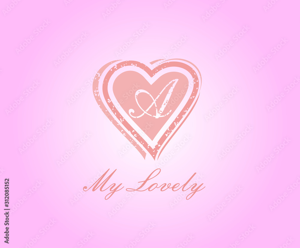A Letter Heart Love Logo