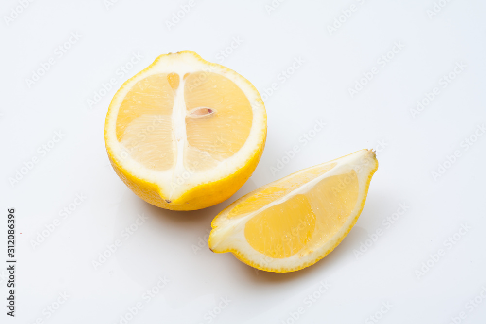 slice of lemon on white background