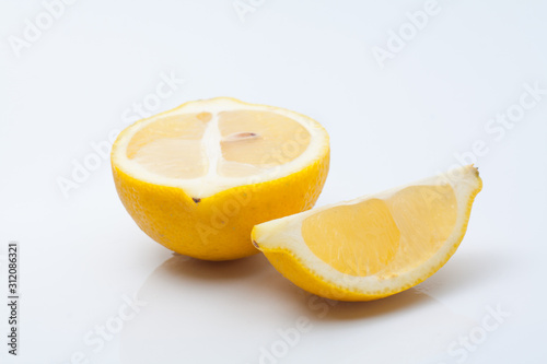slice of orange on white background