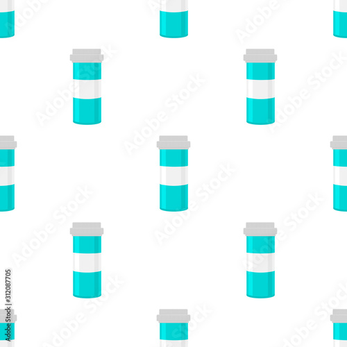 Illustration on theme big colored set different types of pills inside close jar