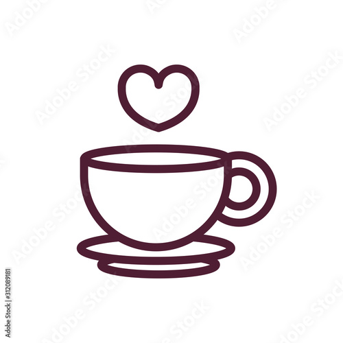 happy valentines day coffee cup heart love romantic feeling icon thick line