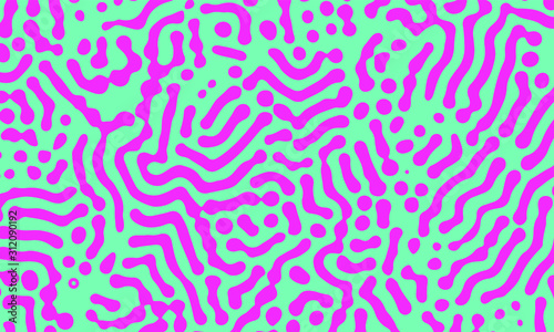 Psychedelic abstract background made by generative algorithm: Reaction-diffusion or Turing pattern formation.