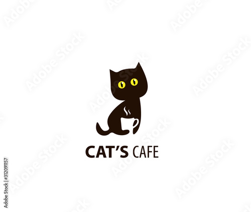 Cat's cafe logo design
