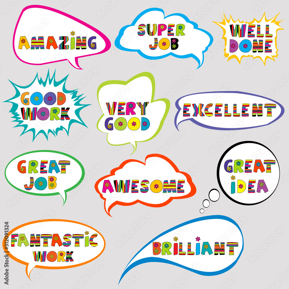 Set of speech bubbles with positive slogans