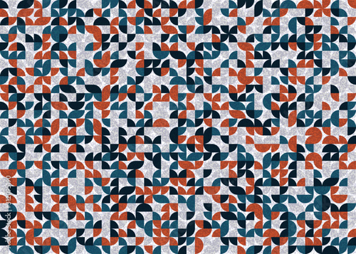 Seamless pattern with random colored quarter circles Generative Art background illustration