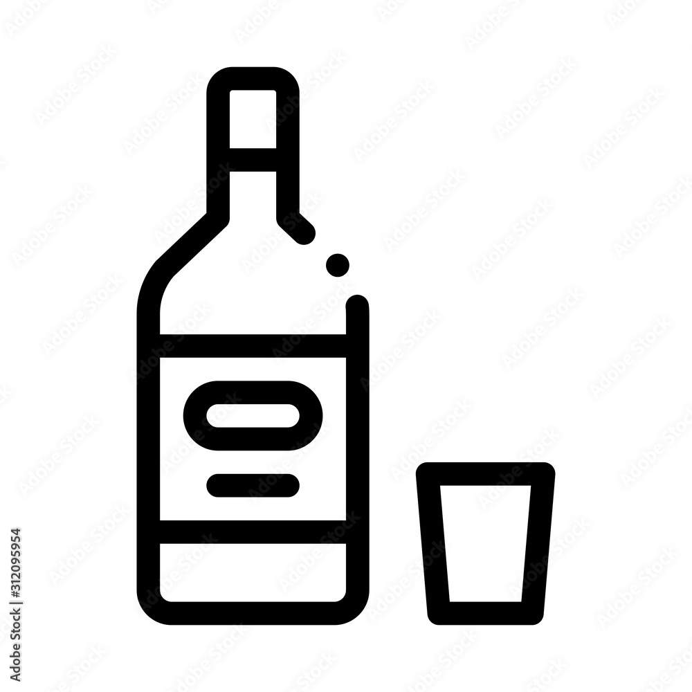 Alcohol Bottle Icon Vector. Outline Alcohol Bottle Sign. Isolated Contour  Symbol Illustration Stock Vector | Adobe Stock