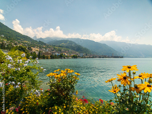 Landscape of Montreux city in Switzerland