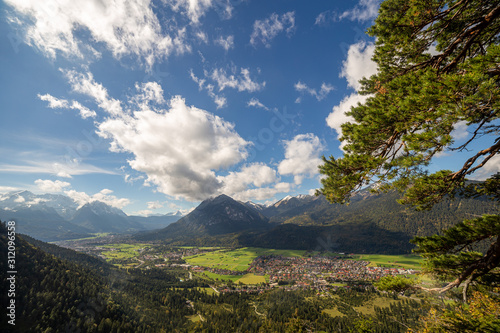 panorama onto Garmisch-Partenkirchen  burgrain and farchant german alps