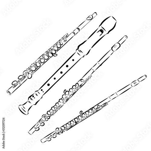 flute isolated on white background