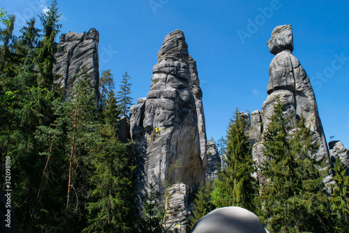 Rock formations in the forest of Adršpach-Teplice Rocks Nature Reserve, Czech Republic