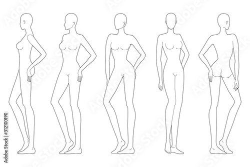 Fashion template of standing lady. 