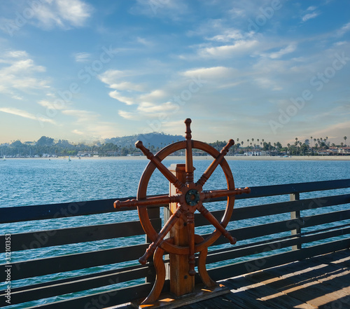 Ships Wheel on Pier in Santa Barbara
