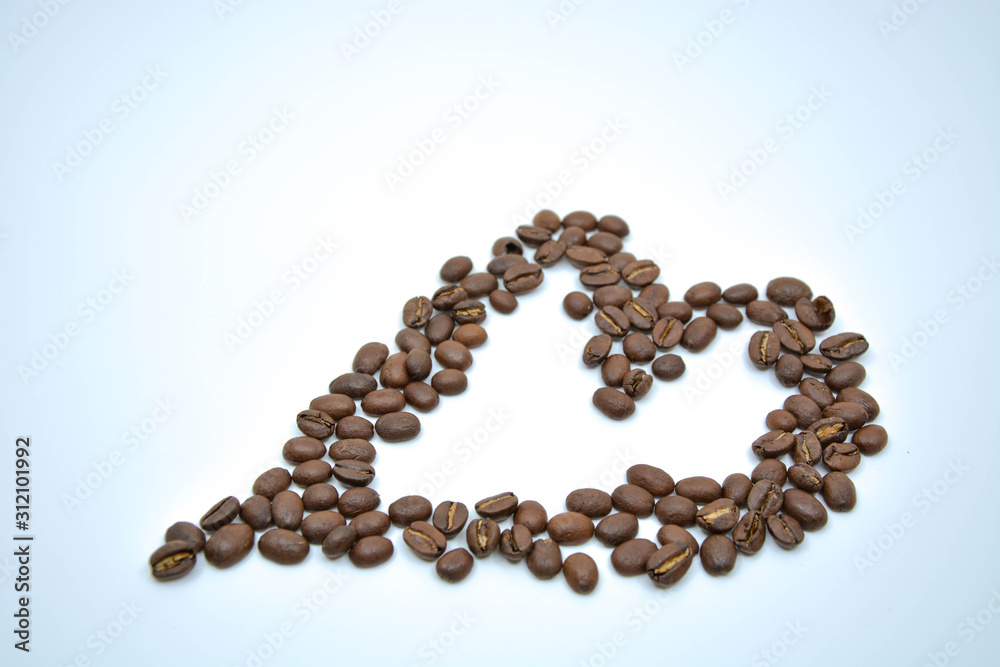 heart made of coffee beans isolated on white heart made of coffee beans isolated on white