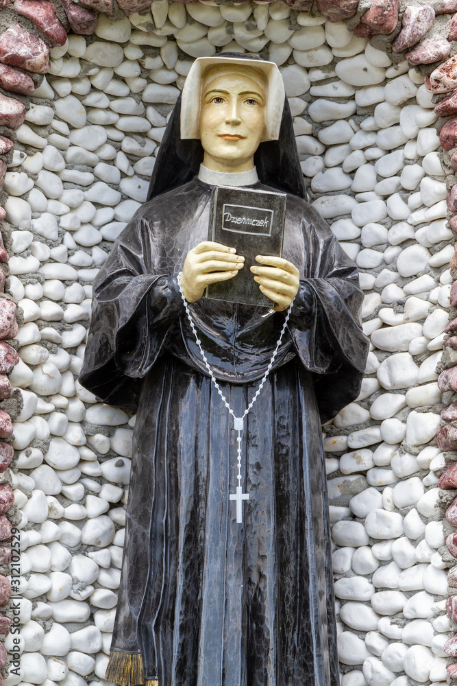 Tylicz, Poland. 2019/8/8. The statue of Saint Maria Faustyna Kowalska in  the Sanctuary of Our Lady of Tylicz. Stock Photo | Adobe Stock