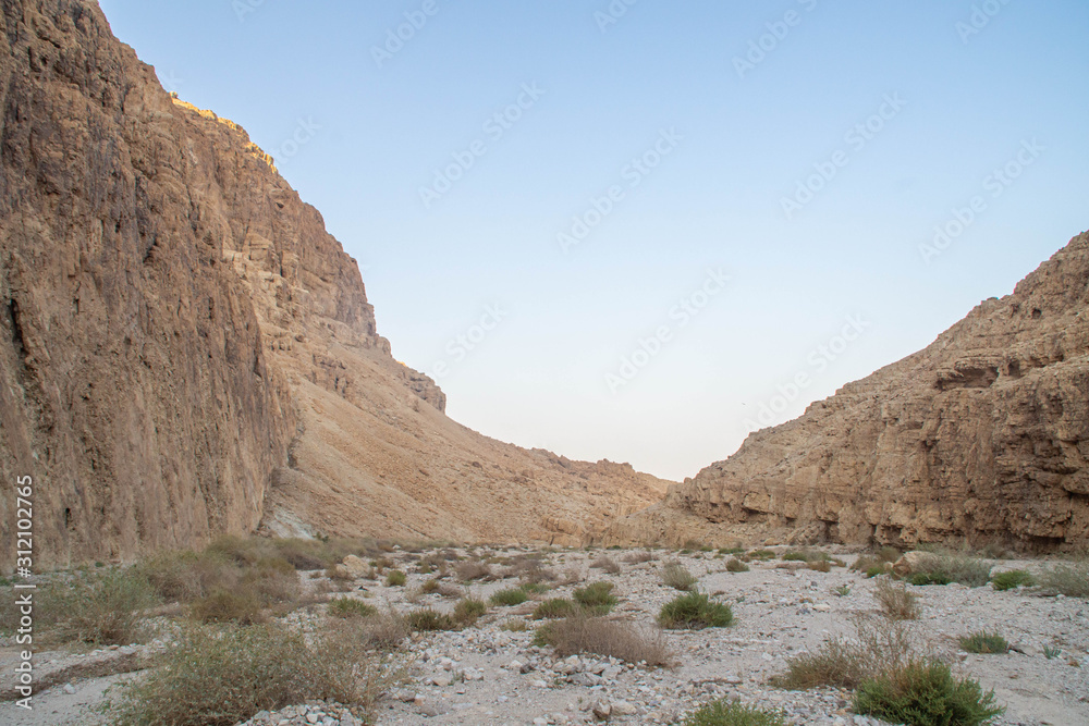 Valley in the mountains of Judaean Desert. Dead Sea area, Israel.