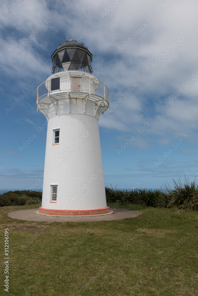 East Cape Lighthouse on Otiki Hill, the easternmost point of the North Island of New Zealand.