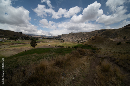 Diverse central landscape with mountains of valleys and canyons in South America of Ecuador