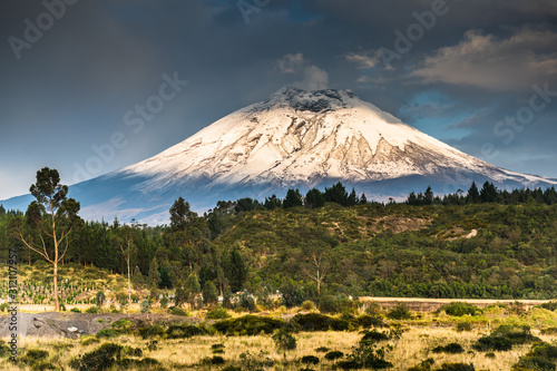 Diverse central landscape with mountains of valleys and canyons in South America of Ecuador