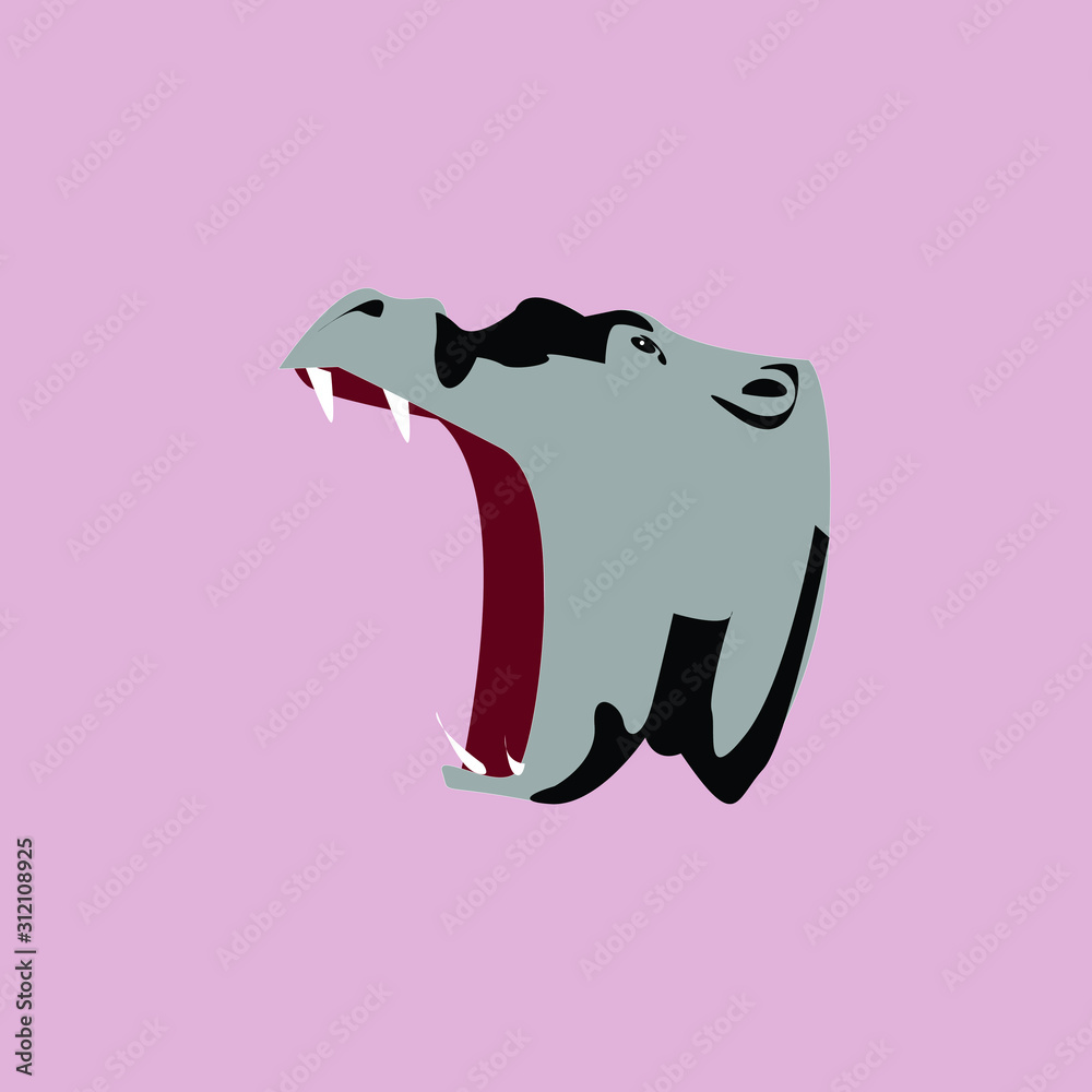 Obraz premium Cartoon animal, hippo face. Flat design.Vector Illustration