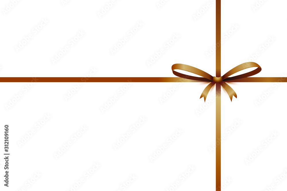 Golden-brown thinn silky ribbon with a bow for a gift card or a present. Vector illustration Golden-brown thinn silky ribbon with a bow for a gift card or a present. Vector illustration