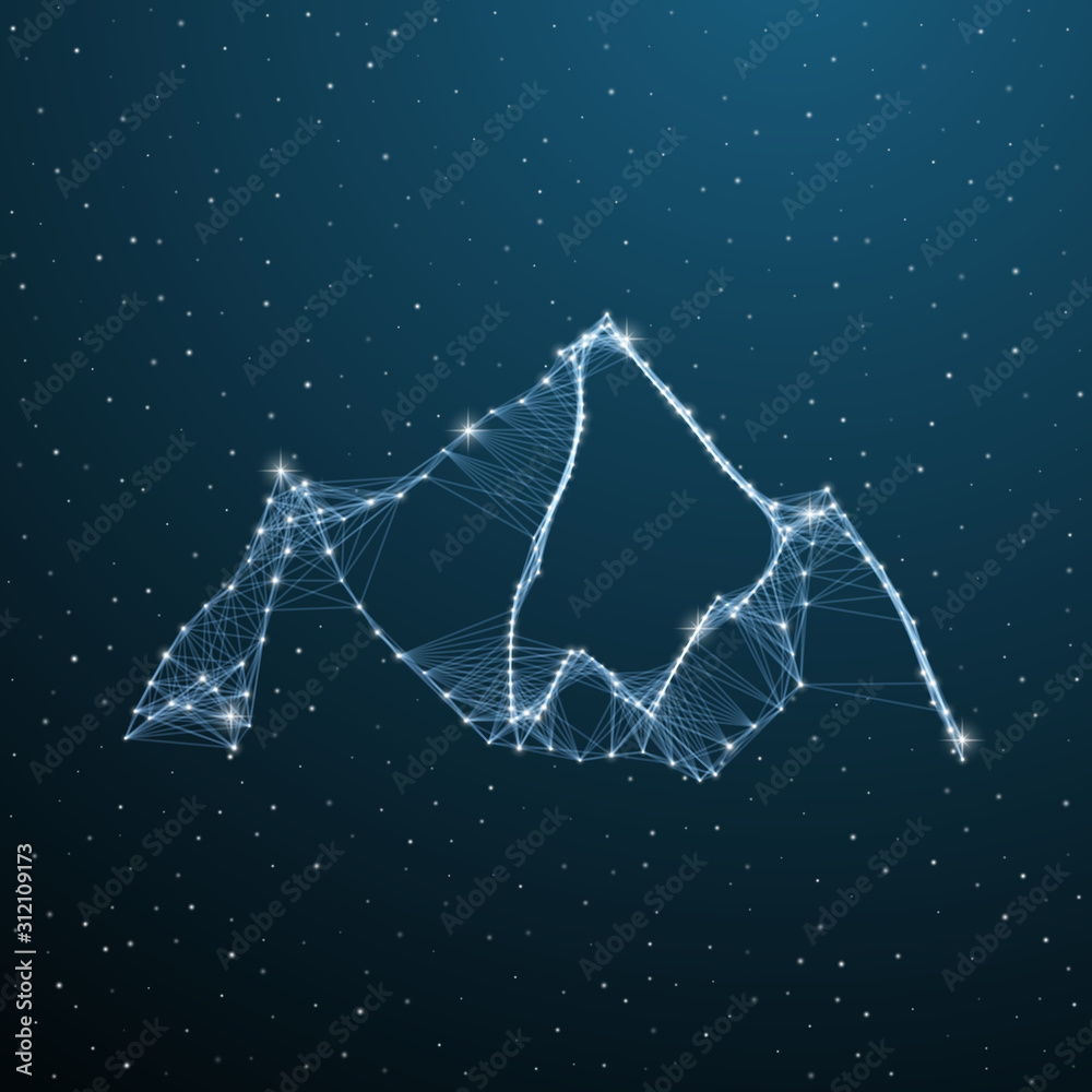 Mountain polygonal graphic concept. Wireframe low poly hiking hill silhouette on blue background. Vector illustration Mountain polygonal graphic concept. Wireframe low poly hiking hill silhouette on blue background. Vector illustration