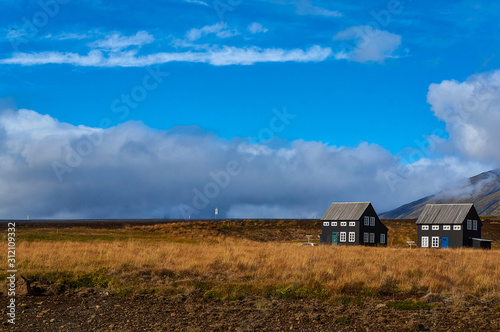 Little houses in the Snaefellsnes Peninsula in Iceland