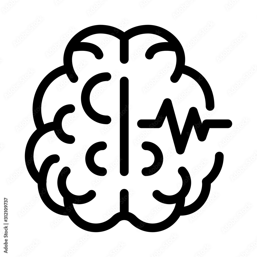 Brain Impulse Icon Vector. Outline Brain Impulse Sign. Isolated Contour Symbol Illustration Brain Impulse Icon Vector. Outline Brain Impulse Sign. Isolated Contour Symbol Illustration