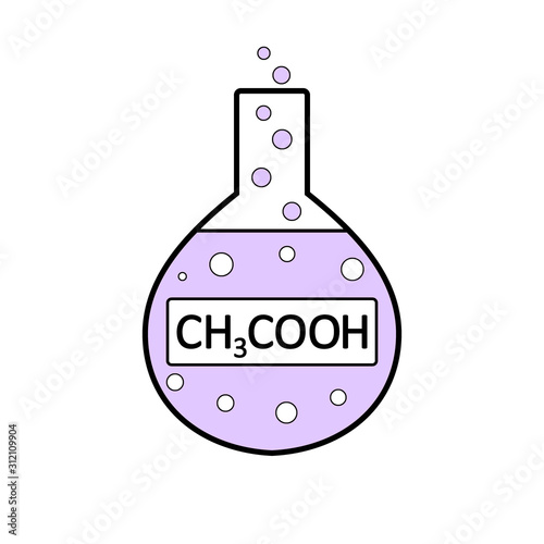 Laboratory glass with acetic acid.