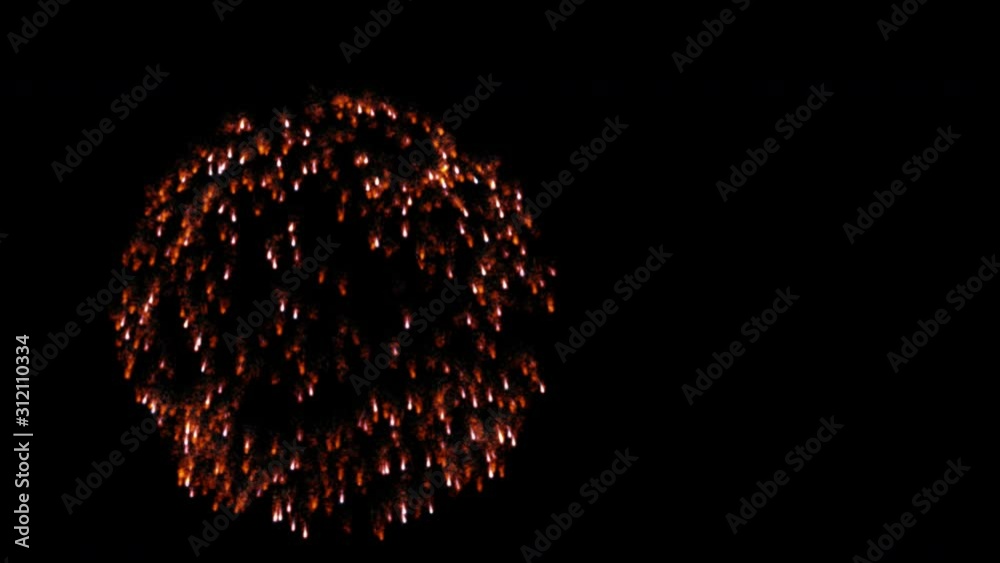 New Year's Eve big finale. Colorful fireworks display in the night sky - animation. Alpha channel included for easy background replacement.k background