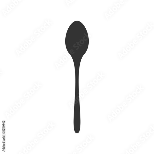 Spoon black icon silhouette isolated on white background. Vector illustration