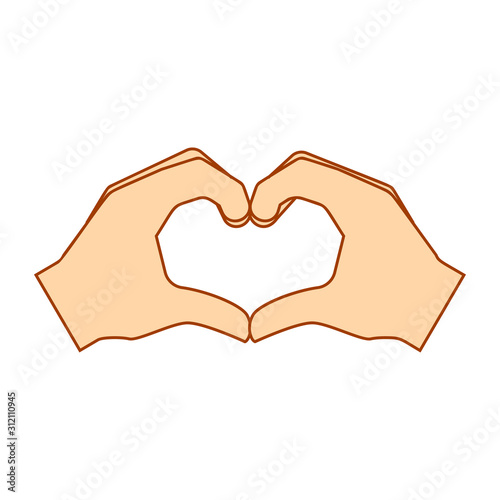 Heart fingers gestures of human hand isolated on a white background. Vector illustration