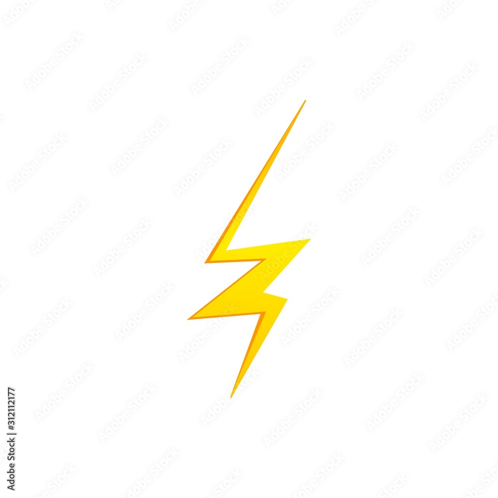 Lighting thunder bolt flash yellow icon set in flat style isolated on white background. Vector illustration Lighting thunder bolt flash yellow icon set in flat style isolated on white background. Vector illustration