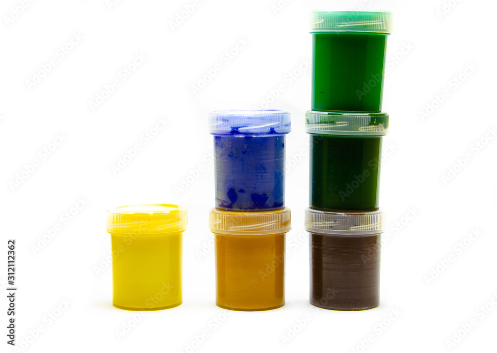 Gouache paints for drawing. Paints for painting in banks. Paints for the artist in a row, in a bunch, in macro. Art. Gouache paints for drawing. Paints for painting in banks. Paints for the artist in a row, in a bunch, in macro. Art.
