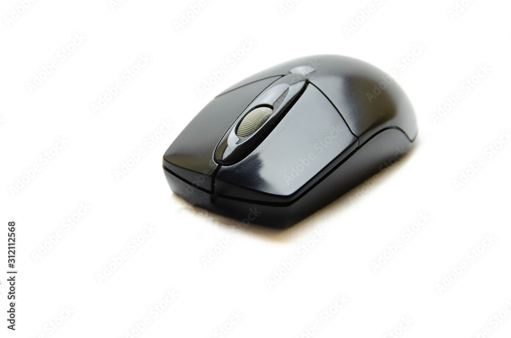 Wired black office mouse for the computer. Mouse to control. Computer peripherals on a white background Wireless mouse. Computer mouse top view, bottom. Mouse in macro Wired black office mouse for the computer. Mouse to control. Computer peripherals on a white background Wireless mouse. Computer mouse top view, bottom. Mouse in macro