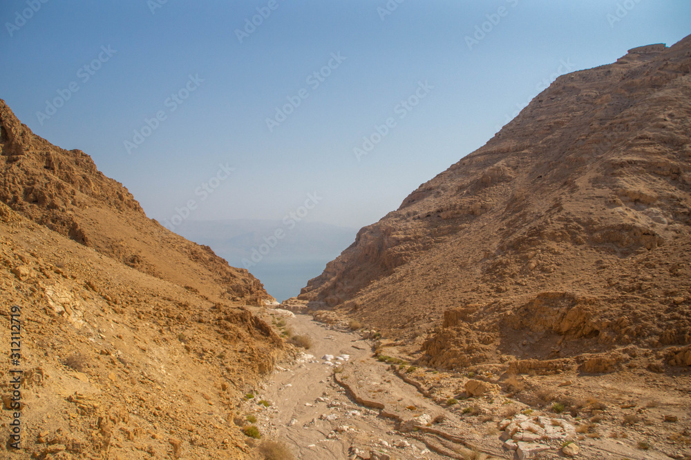 View over Dead Sea from the hills of Judaean Desert, Israel View over Dead Sea from the hills of Judaean Desert, Israel