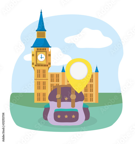 big ben london landmark rucksack tourist vacation travel
