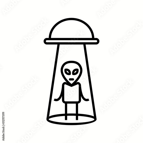 Unique Alien Abduction Vector Line Icon