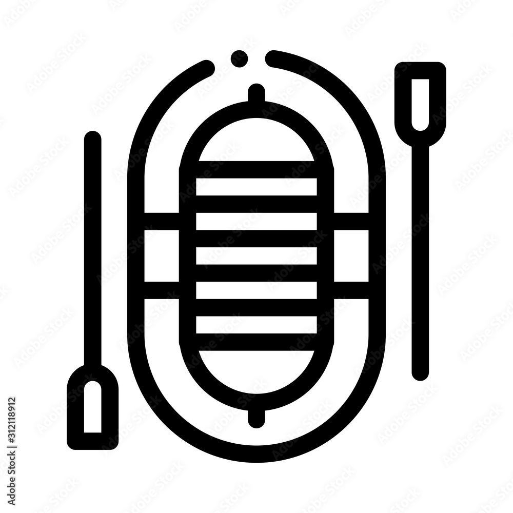 Boat With Oars Icon Vector. Outline Boat With Oars Sign. Isolated Contour Symbol Illustration Boat With Oars Icon Vector. Outline Boat With Oars Sign. Isolated Contour Symbol Illustration
