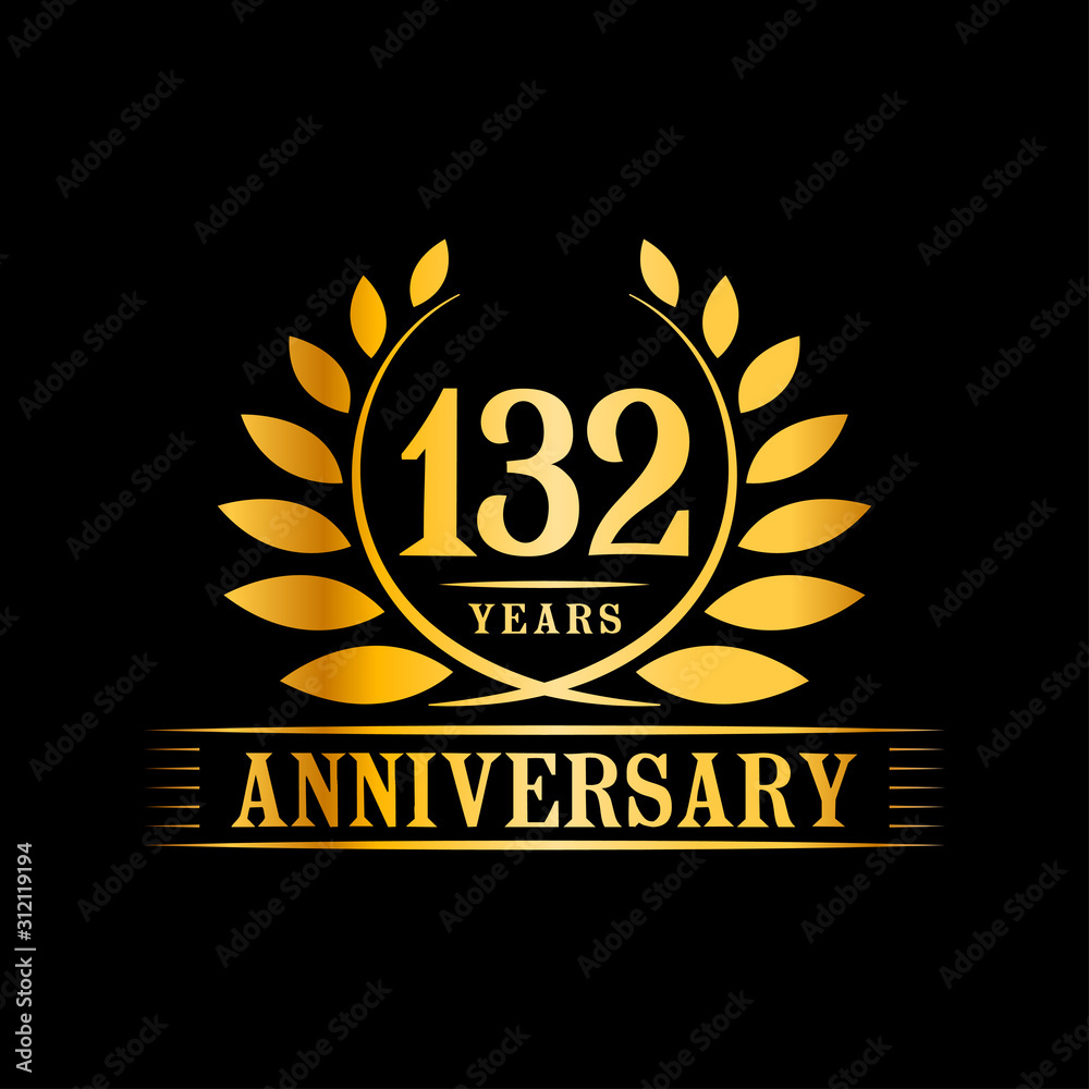 132 years logo design template. Anniversary vector and illustration template.