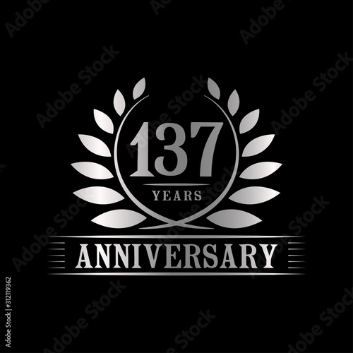 137 years logo design template. Anniversary vector and illustration template.