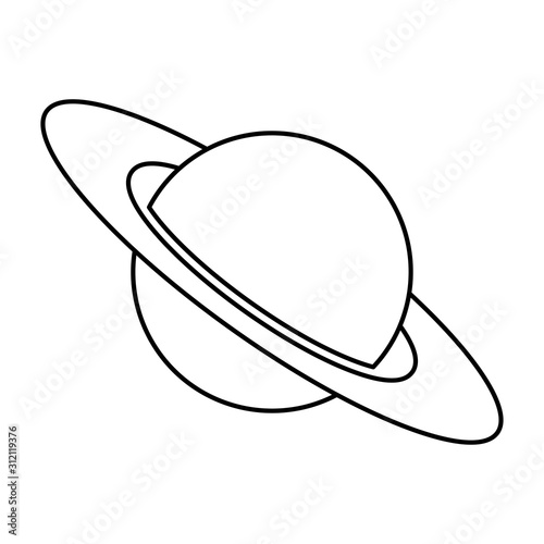 Planet Saturn with planetary ring system vector icon isolated on white background. Astronomy line icon, linear pictogram. Galaxy space business concept.
