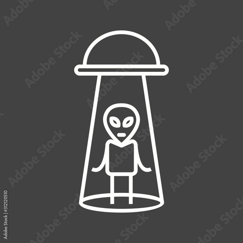 Unique Alien Abduction Vector Line Icon